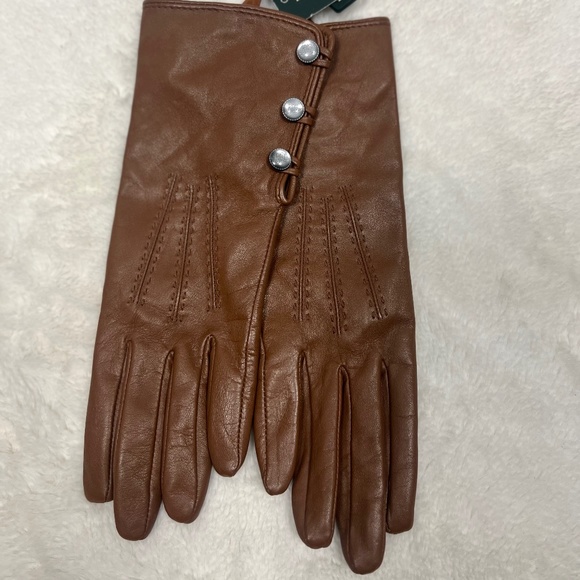 Lauren Ralph Lauren button-fastening leather Gloves : NWT - Picture 1 of 8